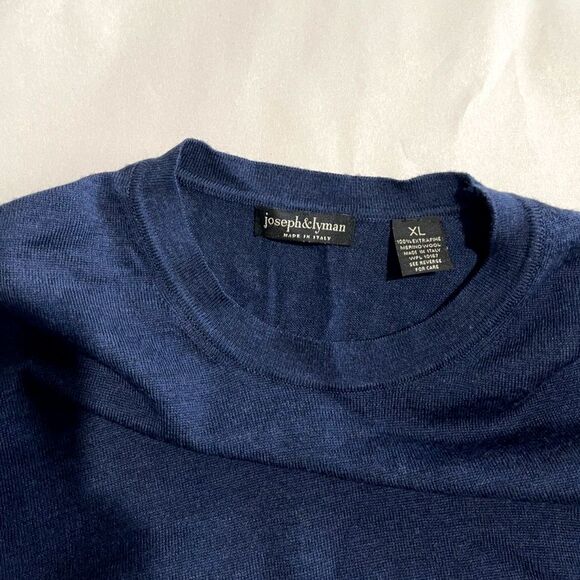 Joseph & Lyman made in Italy sweater 100% extra fine merino wool blue men XL - Picture 5 of 6